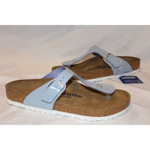 NIB BIRKENSTOCK GIZEH PATENT LEATHER SANDALS NARROW FIT EU 42 US 11 - Picture 2 of 5